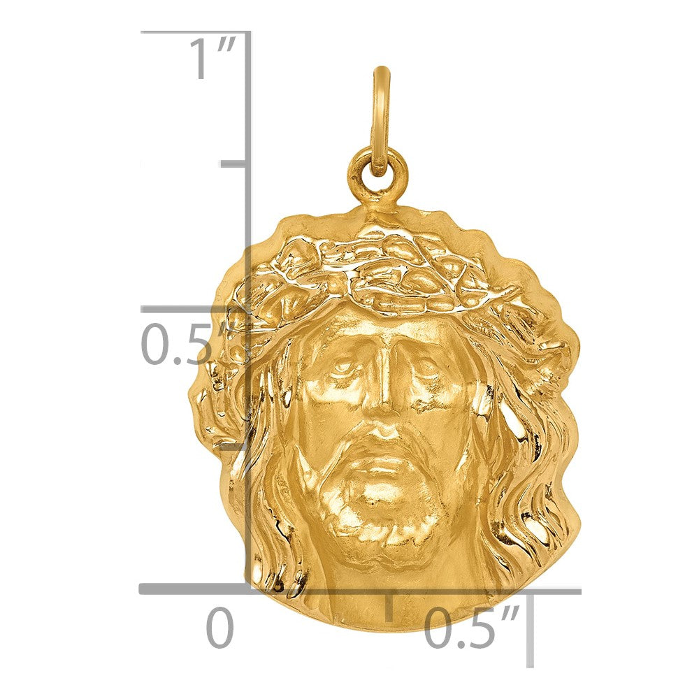 14k Yellow Gold 14k Hollow Polished/Satin Medium Jesus Medal