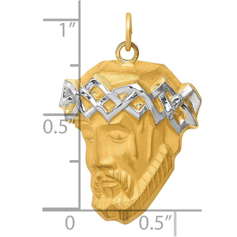 14K Yellow & Rhodium Hollow Polished/Satin Large Jesus Medal