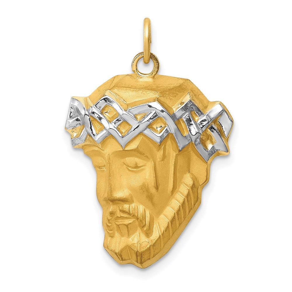 14K Yellow & Rhodium Hollow Polished/Satin Large Jesus Medal