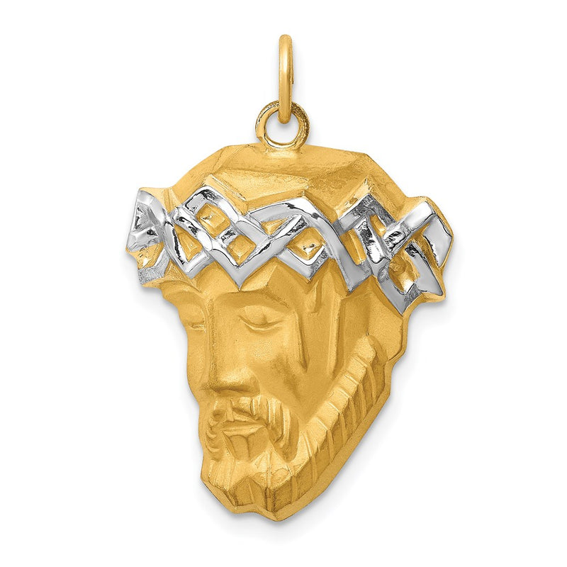 14K Yellow & Rhodium Hollow Polished/Satin Large Jesus Medal