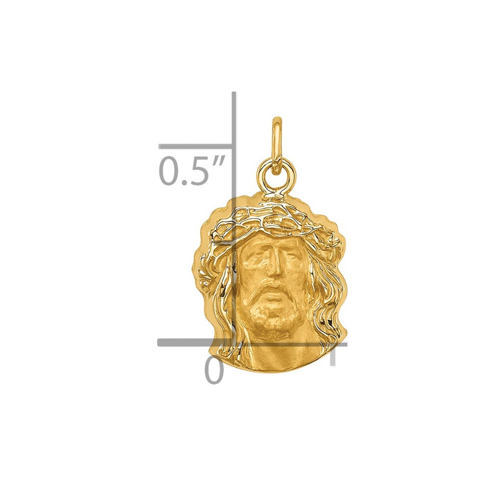 14k Yellow Gold 14k Hollow Polished/Satin Small Jesus Medal