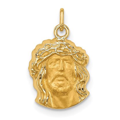 14k Yellow Gold 14k Hollow Polished/Satin Small Jesus Medal