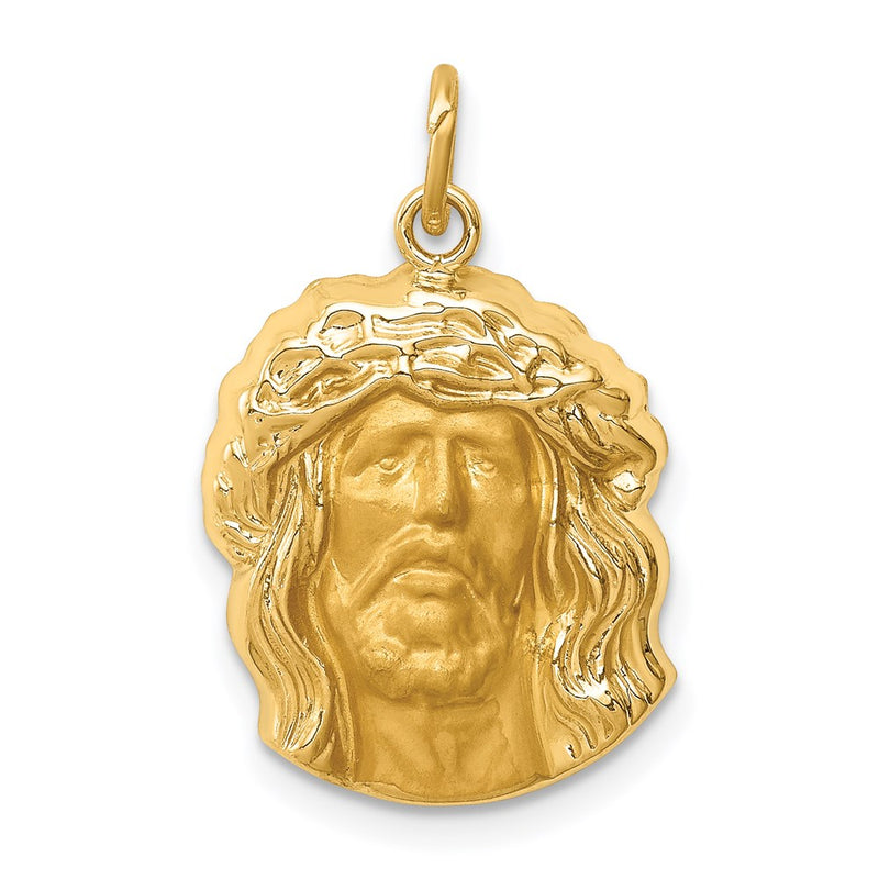14K Yellow Gold Hollow Polished/Satin Medium Jesus Medal