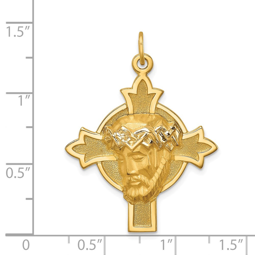 14k Yellow Gold 14k Hollow Polished/Satin Medium Jesus Medal Cross