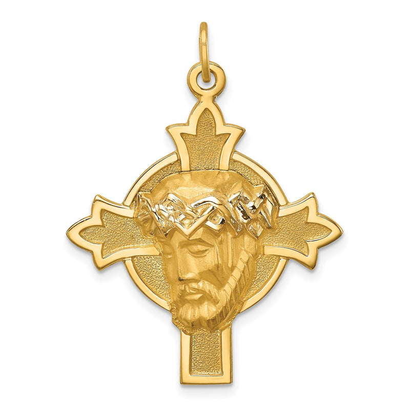 14k Yellow Gold 14k Hollow Polished/Satin Medium Jesus Medal Cross