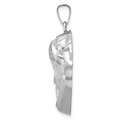 14k White Gold 14k White Gold Hollow Polished/Satin Medium Jesus Medal