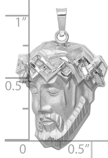 14k White Gold 14k White Gold Hollow Polished/Satin Medium Jesus Medal