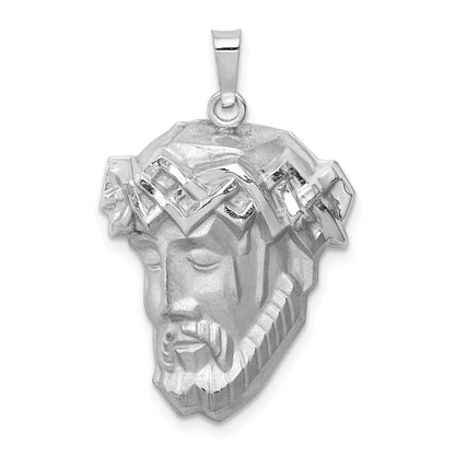 14k White Gold 14k White Gold Hollow Polished/Satin Medium Jesus Medal