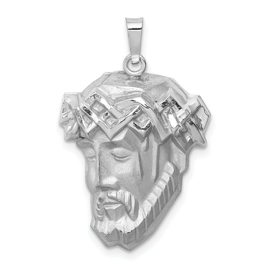 14k White Gold 14k White Gold Hollow Polished/Satin Medium Jesus Medal