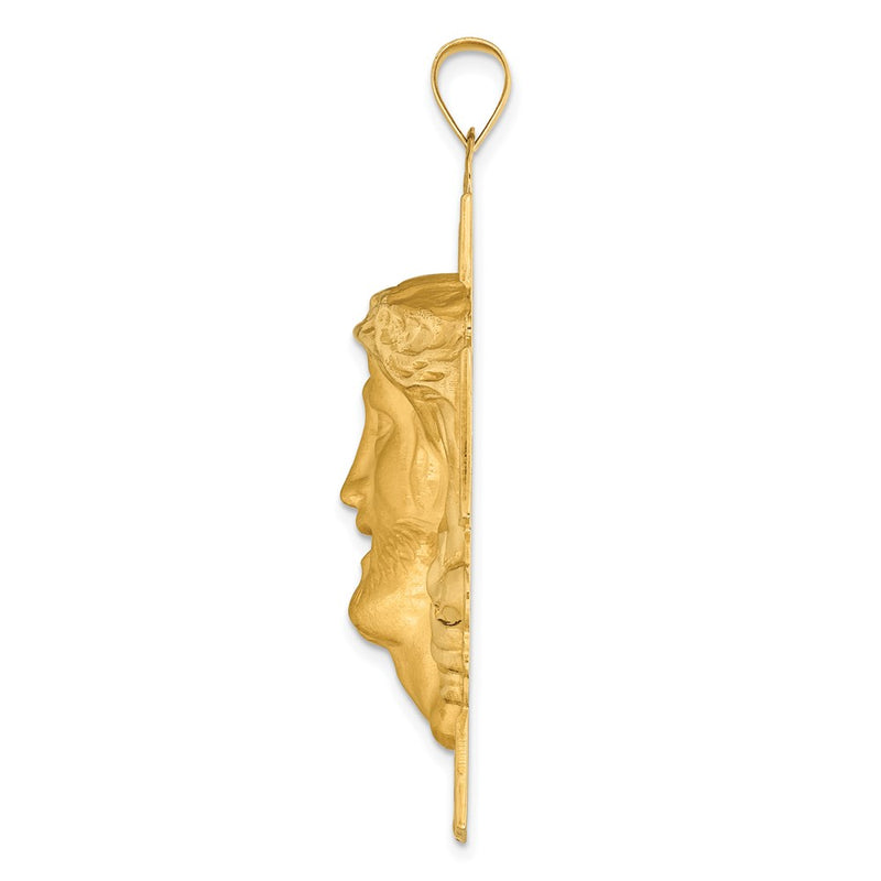 14k Yellow Gold 14k Hollow Polished/Satin Jesus Cross Medal