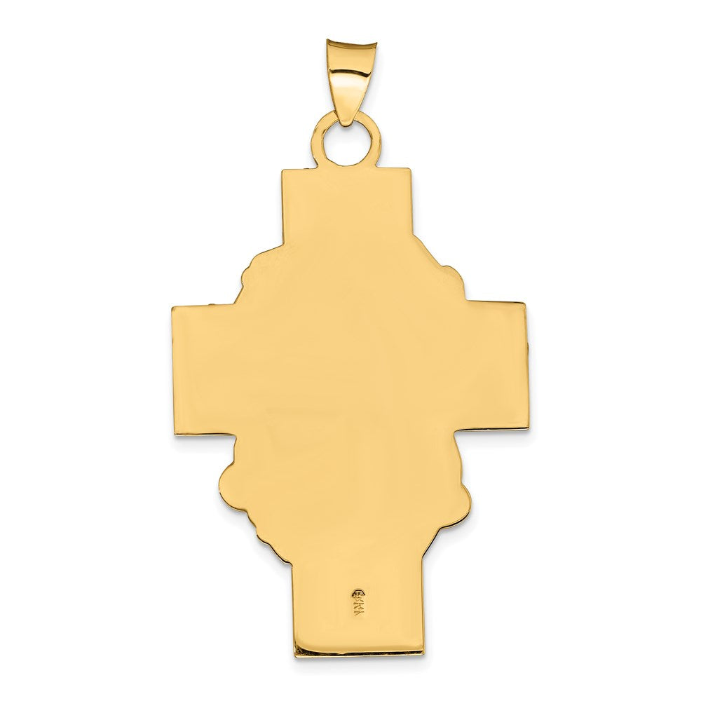 14k Yellow Gold 14k Hollow Polished/Satin Jesus Cross Medal