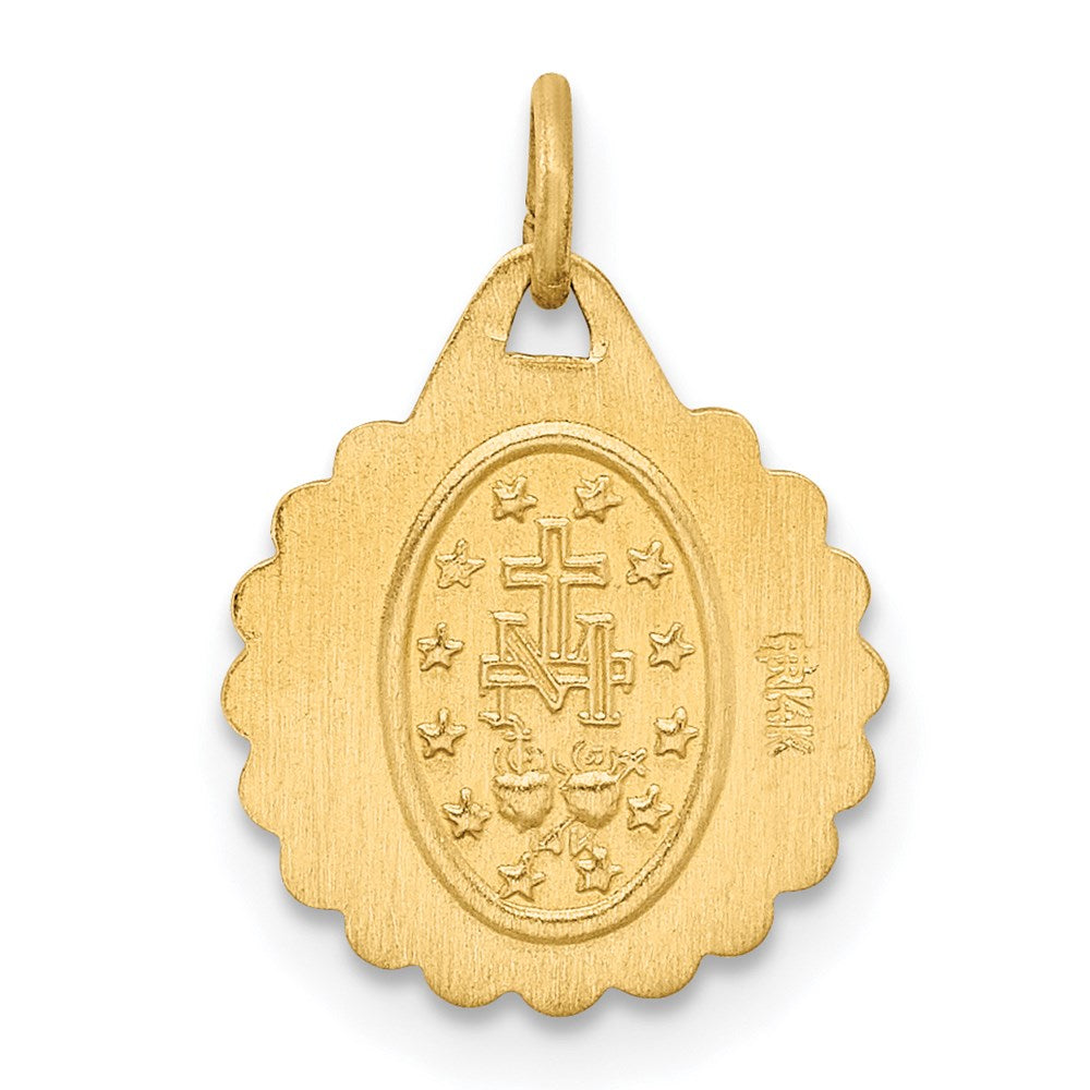 14k Yellow Gold 14k Solid Polished/Satin Tiny Round Scalloped Miraculous Medal