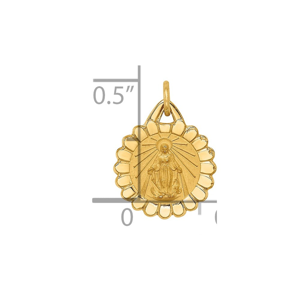 14k Yellow Gold 14k Solid Polished/Satin Tiny Round Scalloped Miraculous Medal