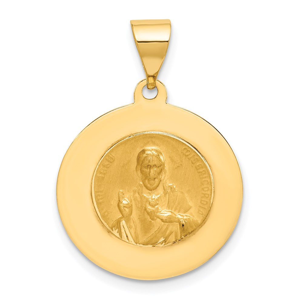 14k Yellow Gold 14K Hollow Round Spanish Escapulario Reversible Medal