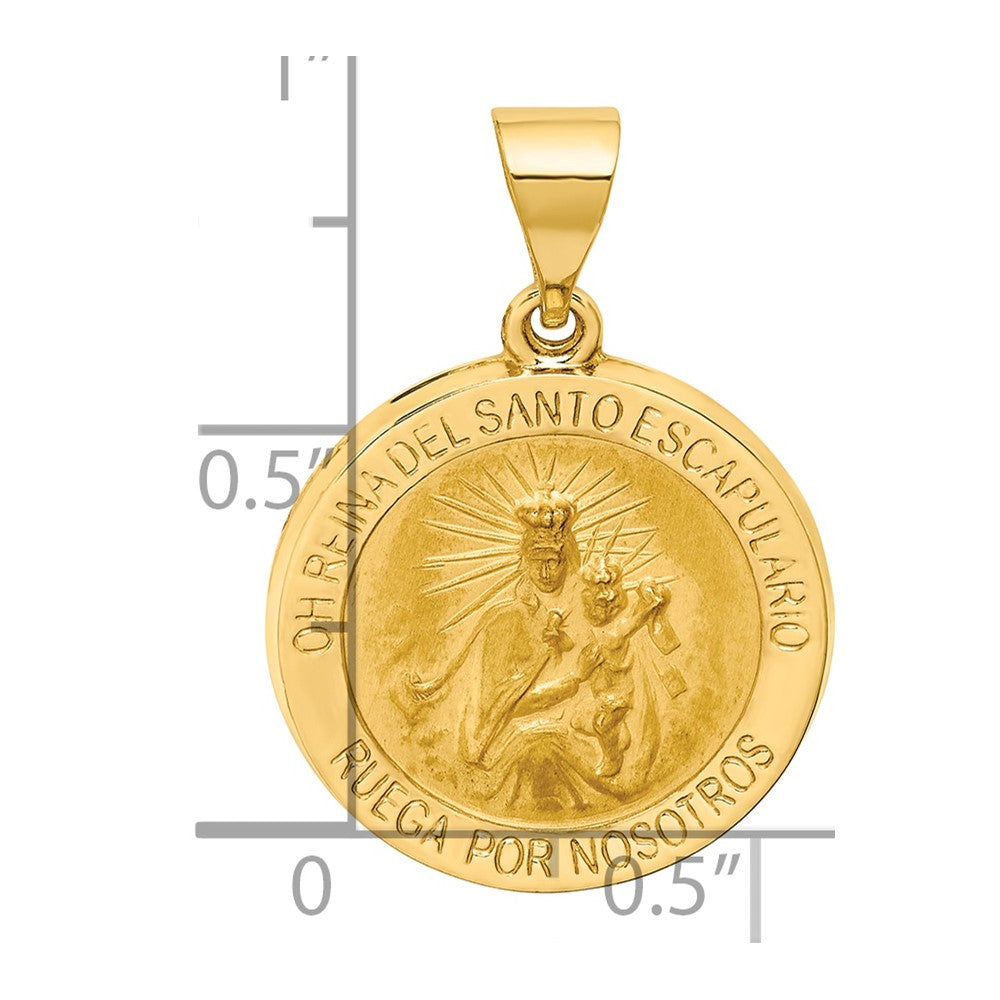 14k Yellow Gold 14K Hollow Round Spanish Escapulario Reversible Medal
