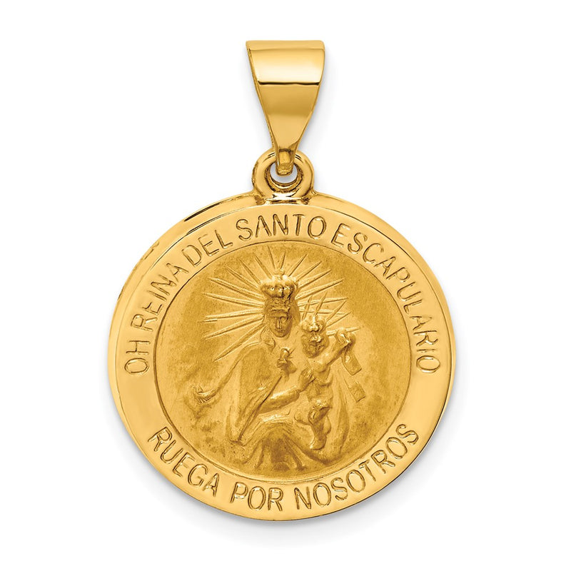 14k Yellow Gold 14K Hollow Round Spanish Escapulario Reversible Medal