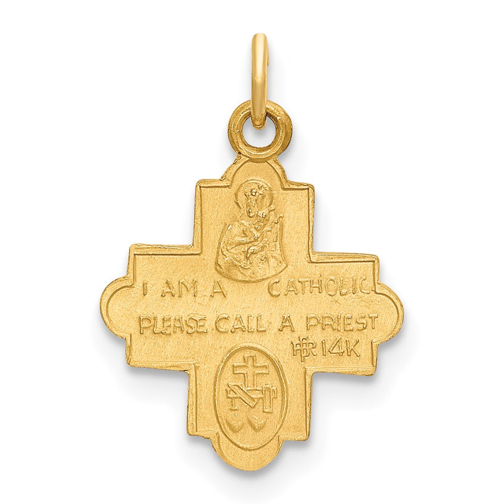 14k Yellow Gold 14k Solid Satin Small 4-Way Medal