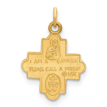 14k Yellow Gold 14k Solid Satin Small 4-Way Medal