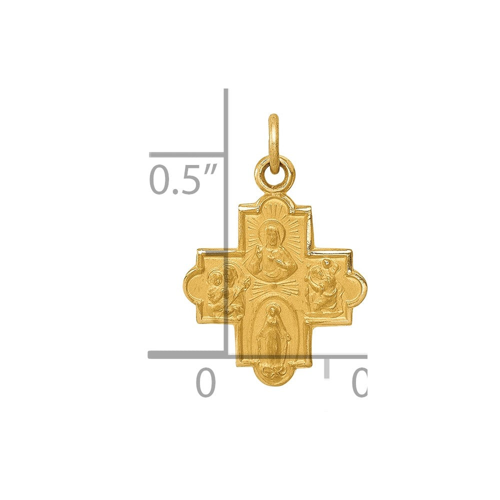 14k Yellow Gold 14k Solid Satin Small 4-Way Medal