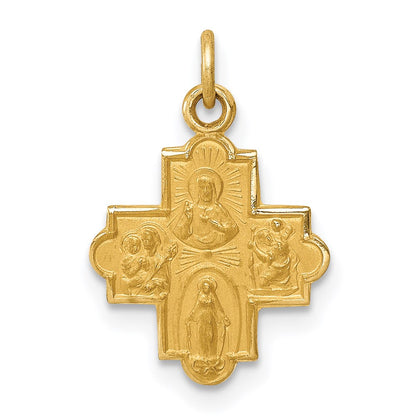 14k Yellow Gold 14k Solid Satin Small 4-Way Medal
