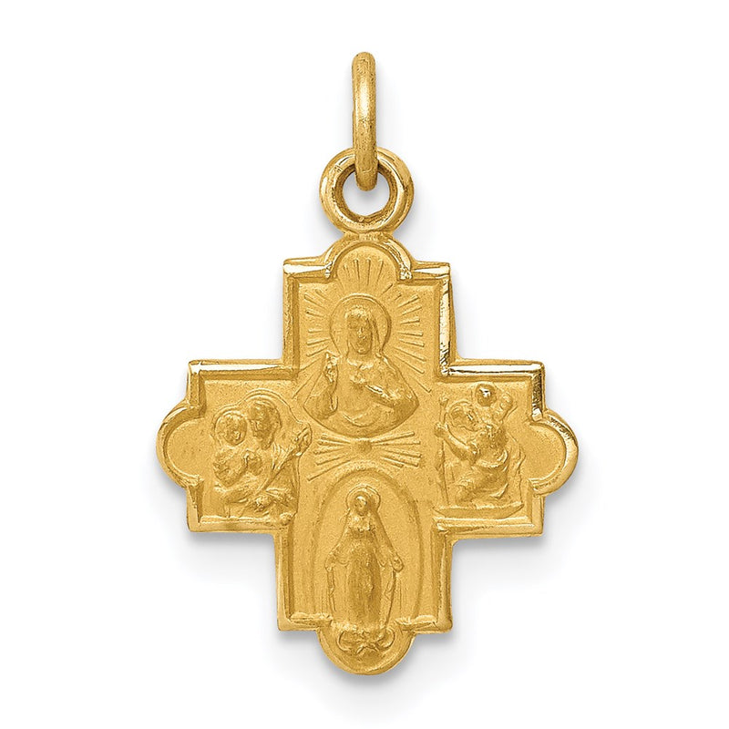 14k Yellow Gold 14k Solid Satin Small 4-Way Medal