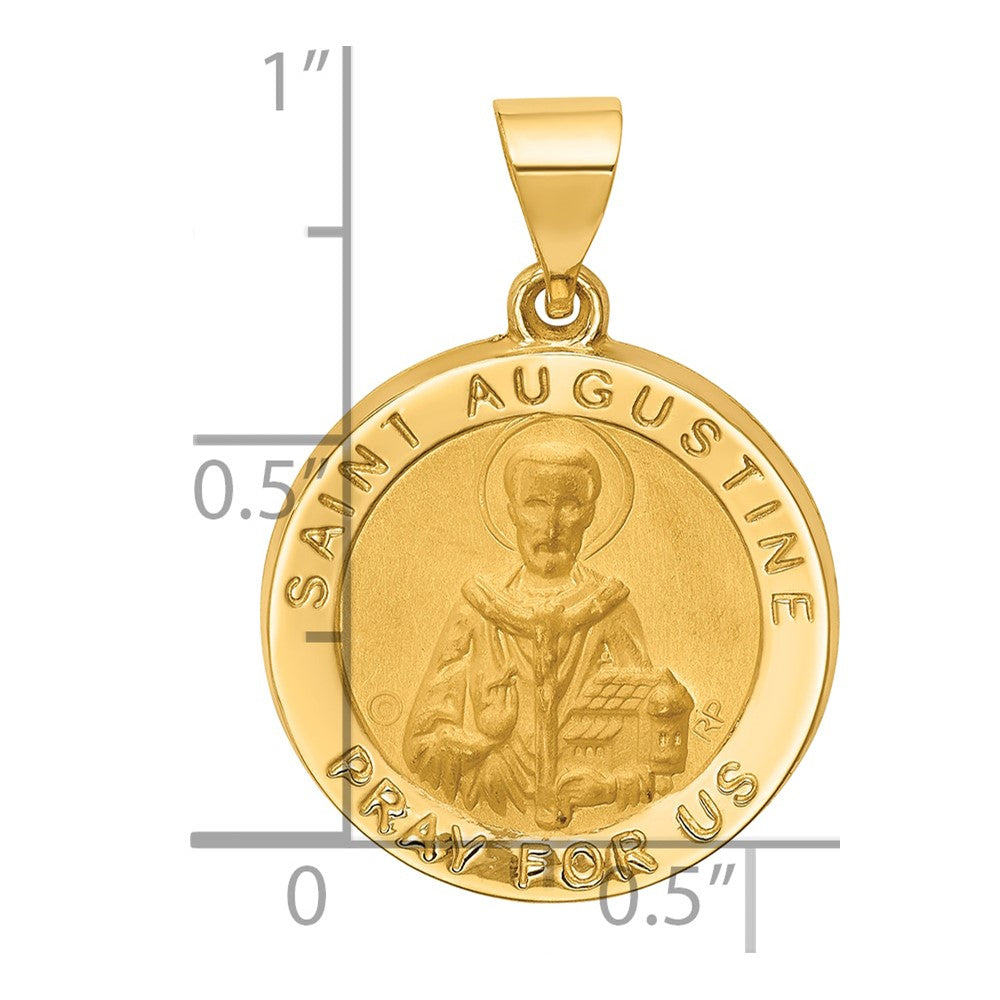 14k Yellow Gold 14k Hollow Polished/Satin Round St. Augustine Medal
