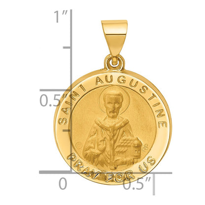 14k Yellow Gold 14k Hollow Polished/Satin Round St. Augustine Medal