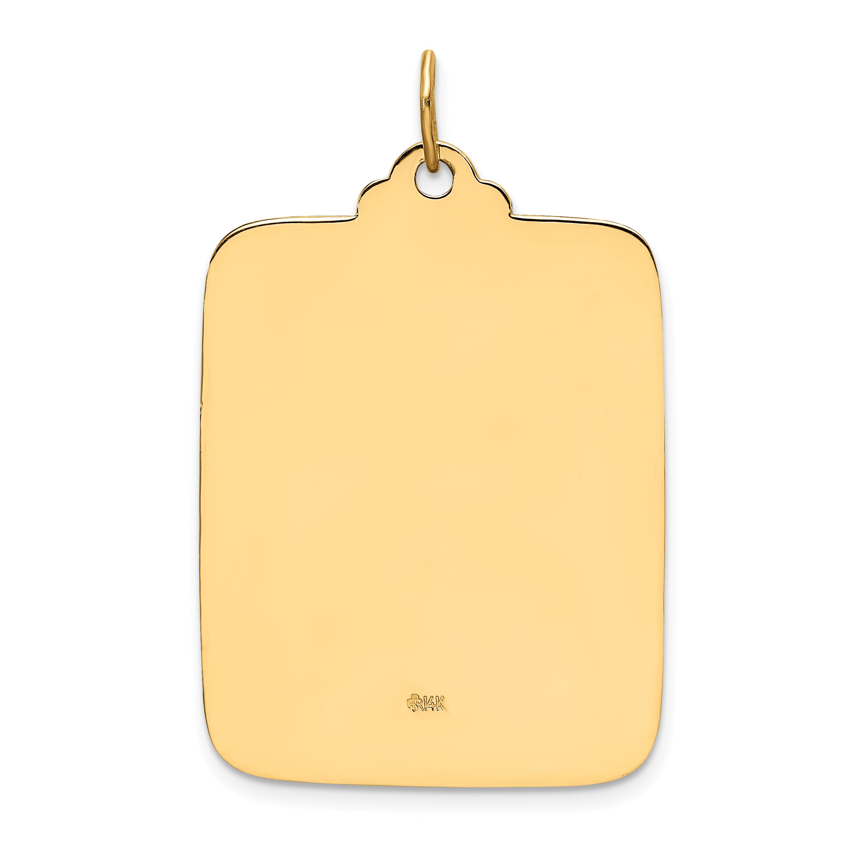 14k Yellow Gold Solid Polished/Satin Large Rectangle St. Christopher Medal (55mm x 35mm)