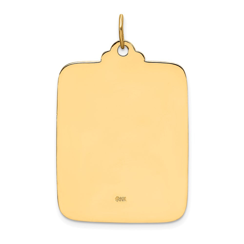 14k Yellow Gold Solid Polished/Satin Large Rectangle St. Christopher Medal (55mm x 35mm)