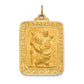 14k Yellow Gold Solid Polished/Satin Large Rectangle St. Christopher Medal (55mm x 35mm)