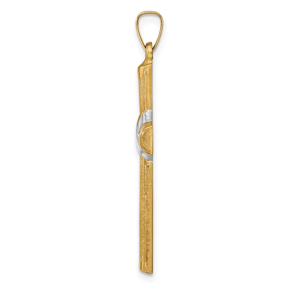 14k Yellow & Rhodium 14k Hollow Polished Rhodium Center X Cross