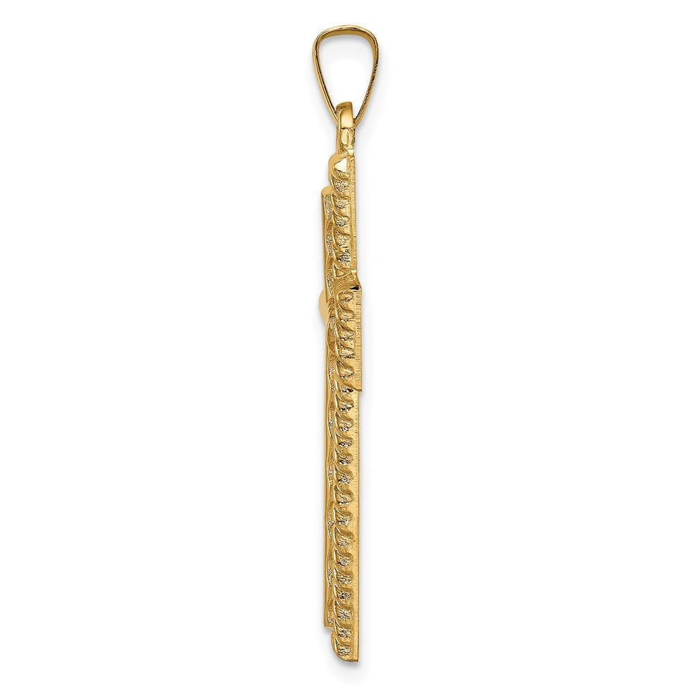 14k Yellow Gold 14k Hollow Polished Rope Edge Latin Cross