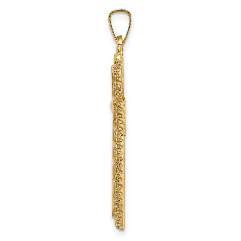 14k Yellow Gold 14k Hollow Polished Rope Edge Latin Cross