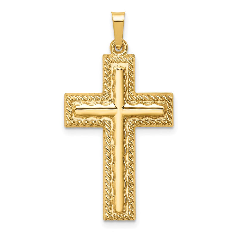 14k Yellow Gold 14k Hollow Polished Rope Edge Latin Cross