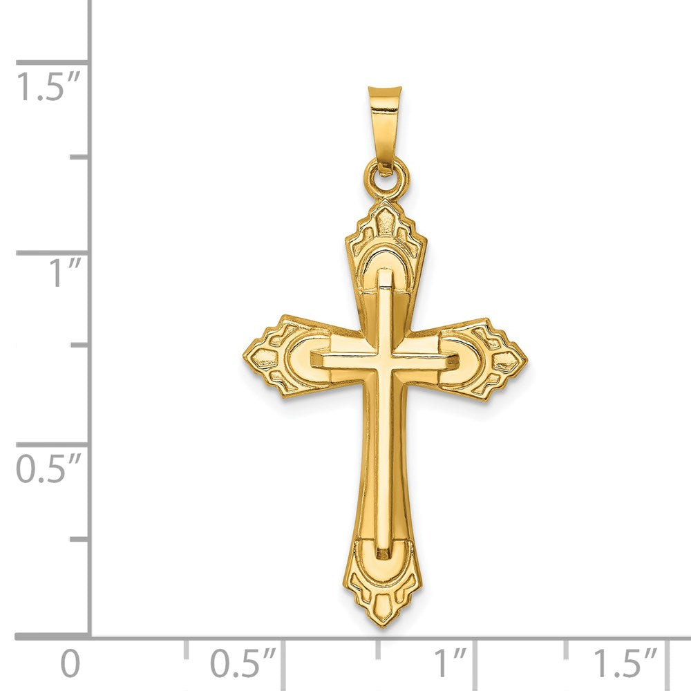 14k Yellow Gold 14k Hollow Polished Fleur de Lis Cross