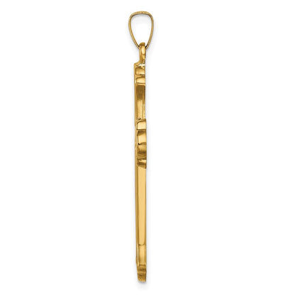 14k Yellow Gold 14k Hollow Polished Woven Fleur de Lis Cross