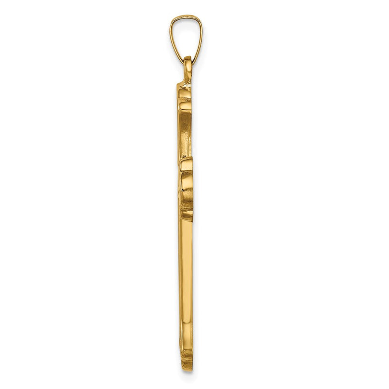 14k Yellow Gold 14k Hollow Polished Woven Fleur de Lis Cross