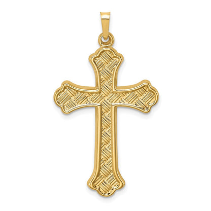 14k Yellow Gold 14k Hollow Polished Woven Fleur de Lis Cross