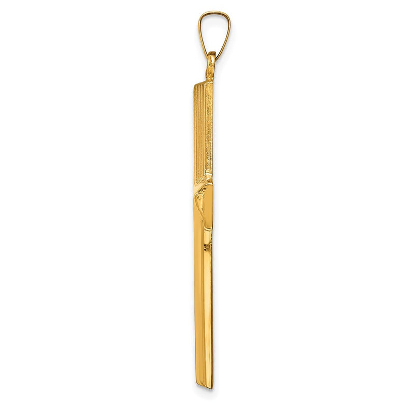 14k Yellow Gold 14k Hollow Polished Stripe Design Latin Cross