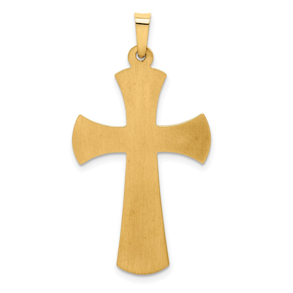 14k Yellow & Rhodium 14k Hollow Polished w/Rhodium Beaded Edge Cross