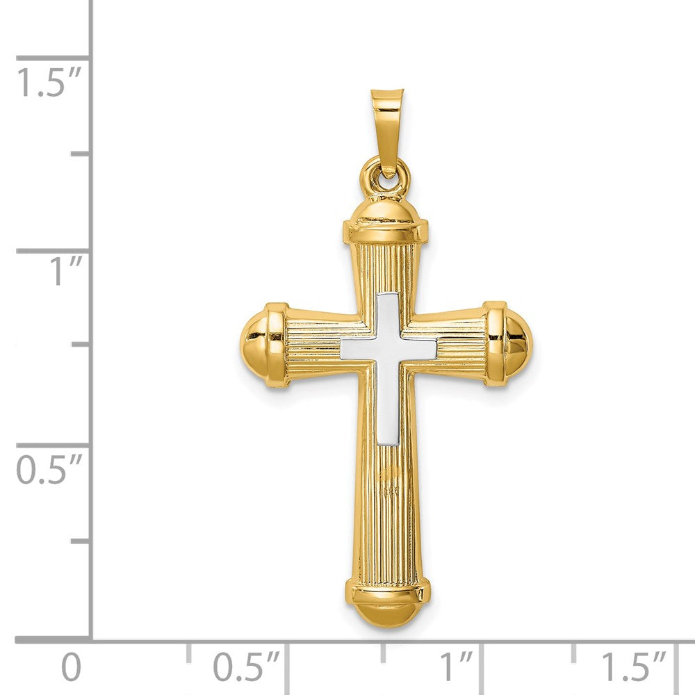 14k Two-tone 14k Two-tone Hollow Polished Cross w/Center Cross