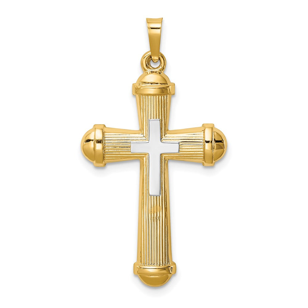 14k Two-tone 14k Two-tone Hollow Polished Cross w/Center Cross