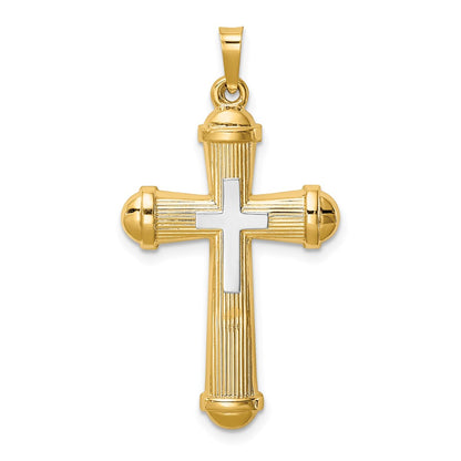 14k Two-tone 14k Two-tone Hollow Polished Cross w/Center Cross