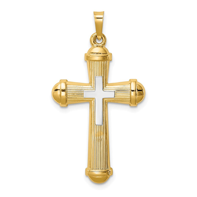 14k Two-tone 14k Two-tone Hollow Polished Cross w/Center Cross