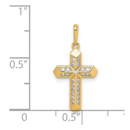 14k Yellow Gold 14K Cross CZ Pendant