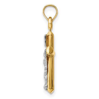 14k Two-tone 14k Two-tone Hollow Crucifix Pendant