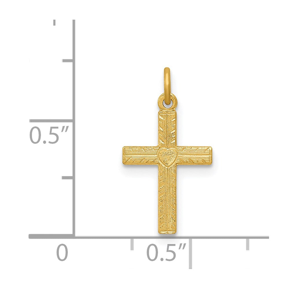 14k Yellow Gold 14k Heart Cross Charm