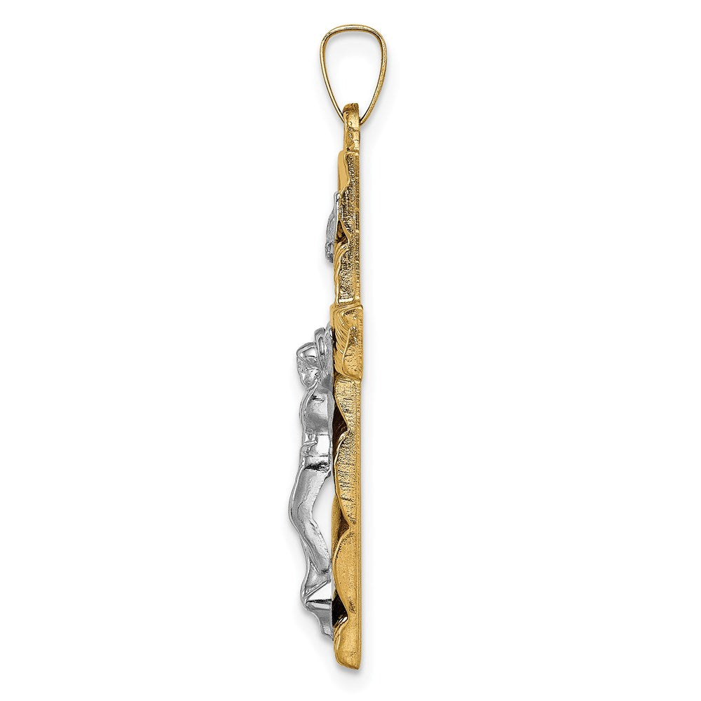 14k Two-tone 14k Two-tone Hollow Polished Textured Latin Crucifix
