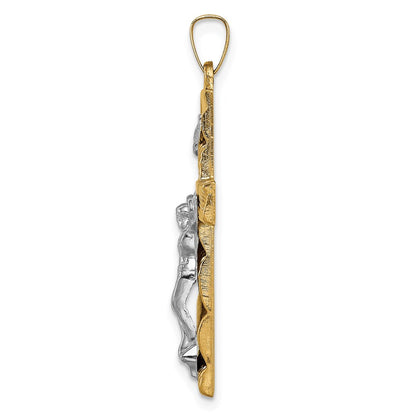 14k Two-tone 14k Two-tone Hollow Polished Textured Latin Crucifix
