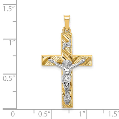 14k Two-tone 14k Two-tone Hollow Polished Textured Latin Crucifix